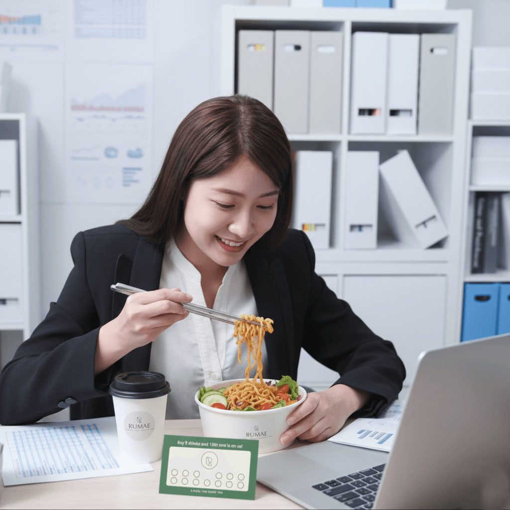 Healthy workplace meal setup